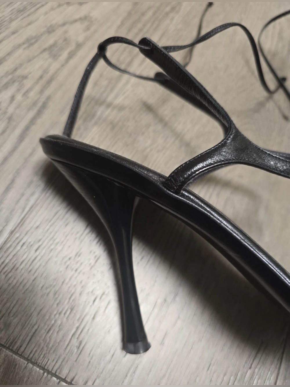 Vtg Gucci Black Leather Strappy Stiletto Sandals - Picture 2 of 9